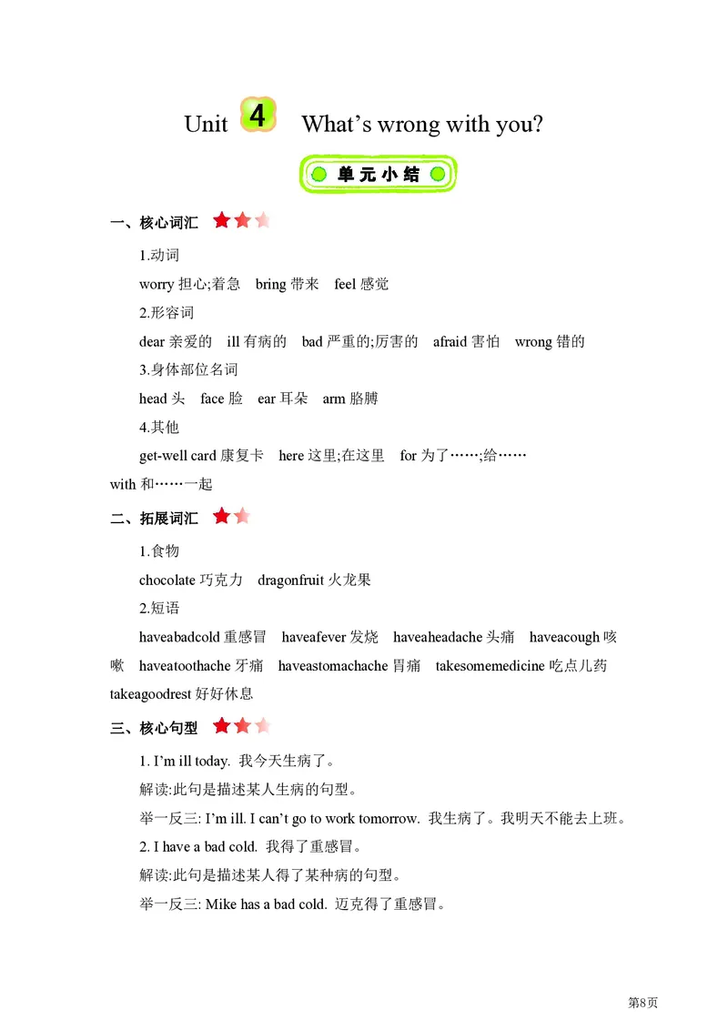 《人教精通版英语五年级单元要点汇总_小学1-6年级全科全套_1-6年级全科下册_五年级_五年级下英语_英语各版本知识点》第7页预览