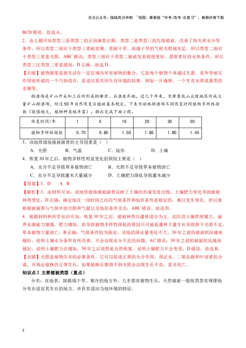 《第16讲植被和土壤（讲义）（解析版）_07-地理-高考总复习_一轮复习_2024年_2024年高考地理一轮复习讲练测（课件+讲义+练习）（新高考）_讲义+练习》第5页预览
