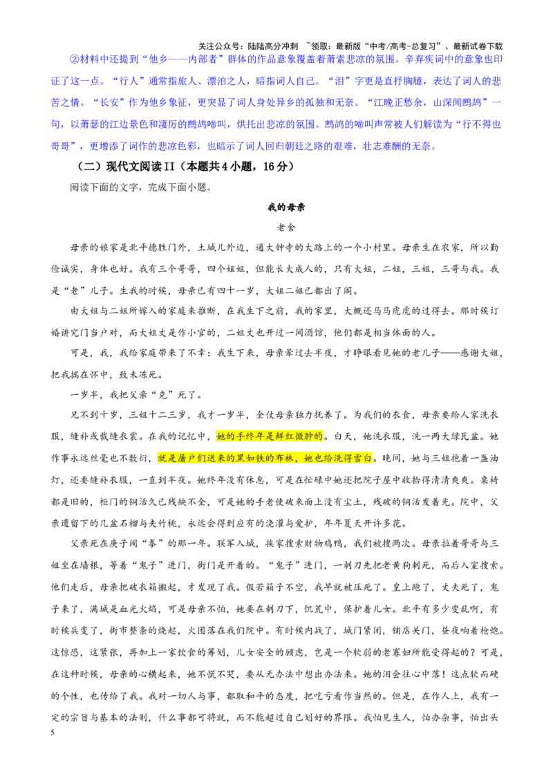 《专题272025届湖北省新八校协作体高三下学期2月联考语文试卷（教师版）_一轮复习_2024年_2024新高考语文一轮复习考点解析课件教案学案练习题_资料_2025版》第5页预览