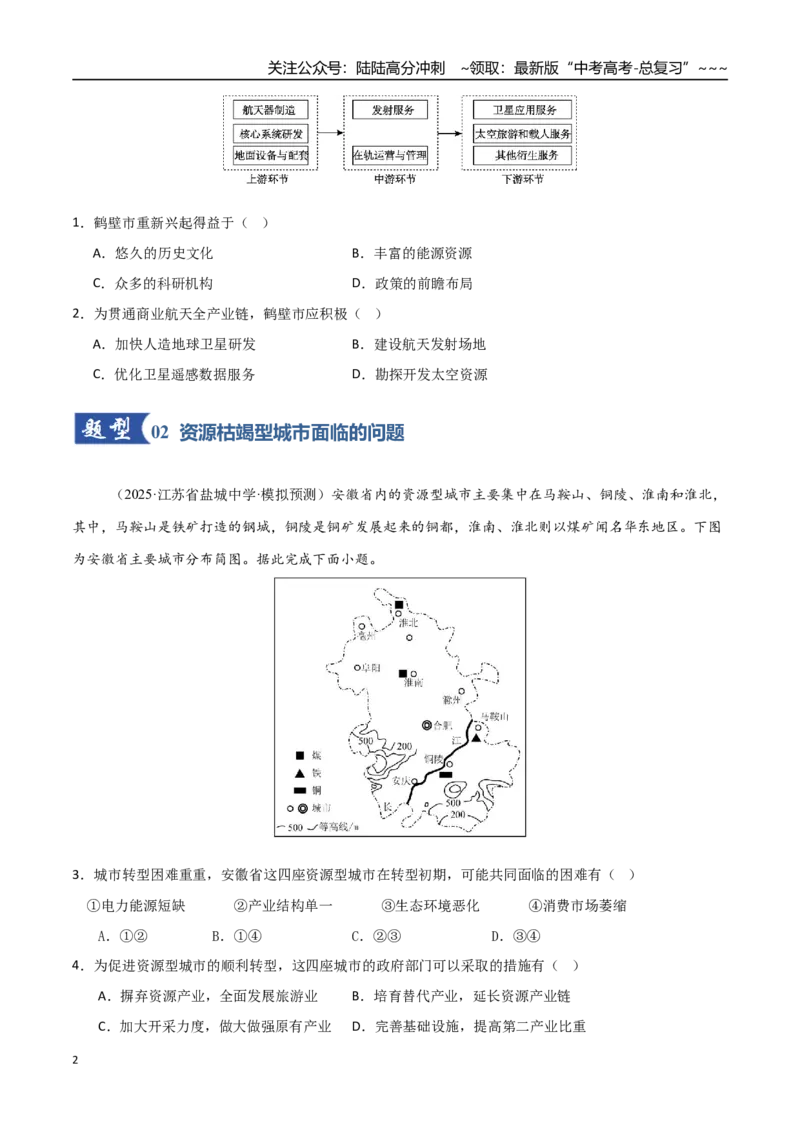 《第34讲资源枯竭型城市的转型发展（专项训练）（福建专用）（学生版）_07-地理-高考总复习_一轮复习_2026年-地理高考一轮复习_2026年高考地理一轮课件+讲义+练习（福建专用）-G328》第2页预览
