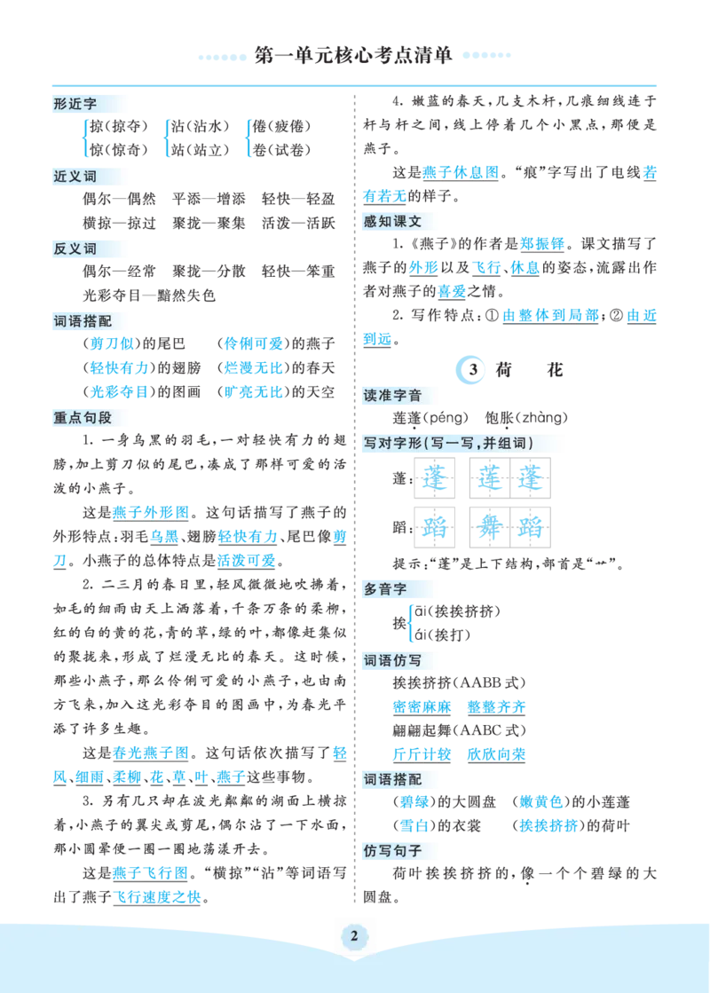 《三（下）语文每课核心考点清单_小学1-6年级全科全套_1-6年级全科下册_三年级_三年级下语文_语文三下每课考点总结》第2页预览
