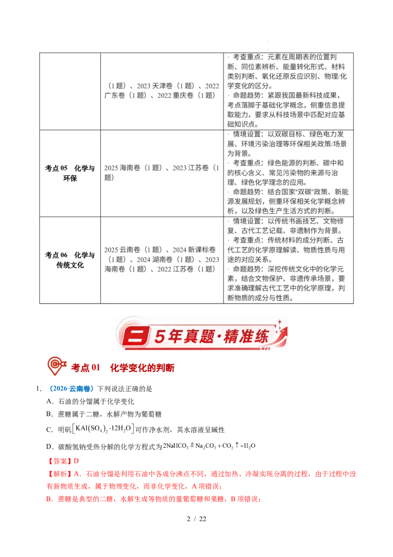 《专题01化学与STSE（解析）_9.11_2027版高考《2022-2026高考真题分类汇编》（化学）（全国通用）》第2页预览