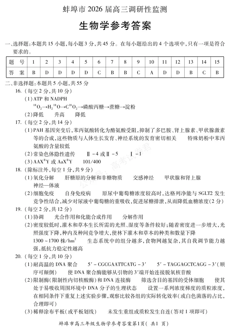 《生物DA安徽省蚌埠市2025-2026学年高三上学期调研性监测_副本_小初高学习资料合集（每天更新）_安徽调研监测2026届安徽省蚌埠市高三上学期调研性监测全科》第1页预览