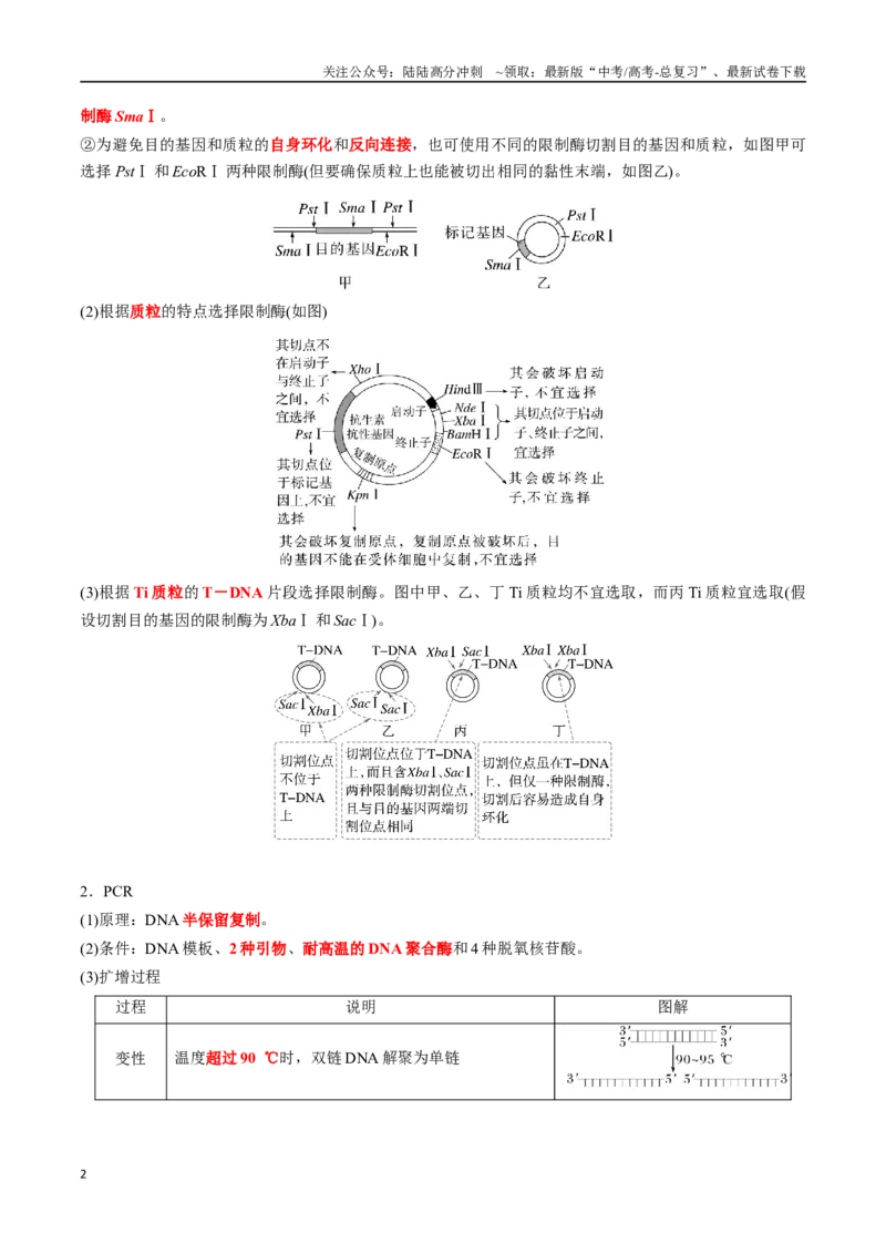 《专题20基因工程（原卷版）_06-生物-高考总复习_专项复习_2025年_2025年高考生物重难点讲义专练（新高考通用）》第2页预览