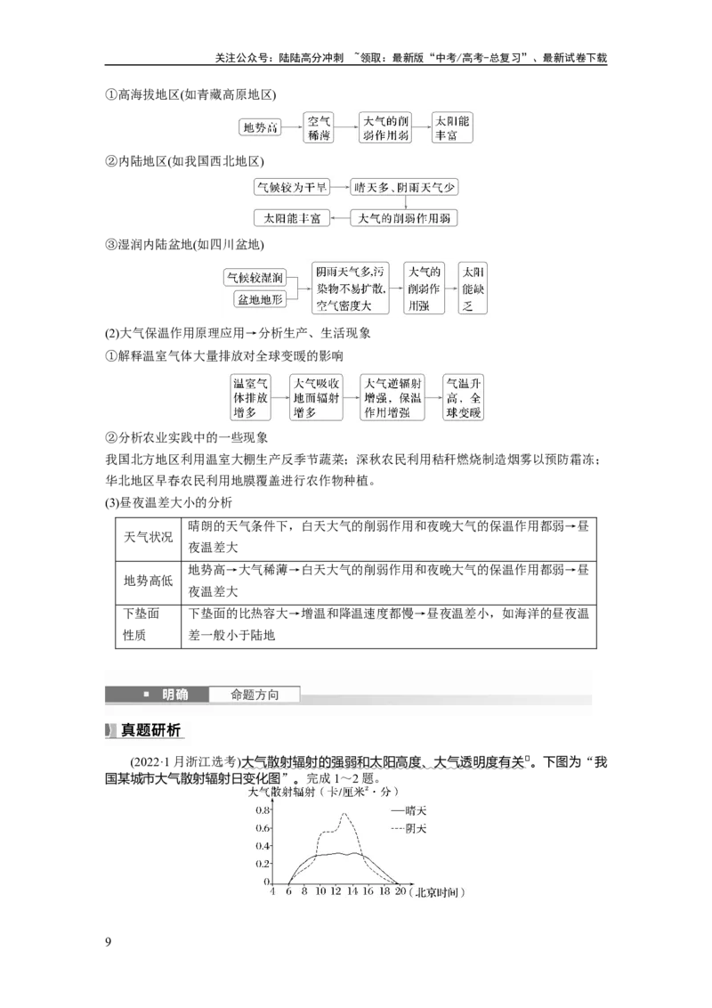 《第三章　第1讲　课时13　大气的组成和垂直分层　大气的受热过程_07-地理-高考总复习_一轮复习_2025年_2025年大一轮复习讲义地理人教版_地理_大一轮复习讲义教师专用》第9页预览