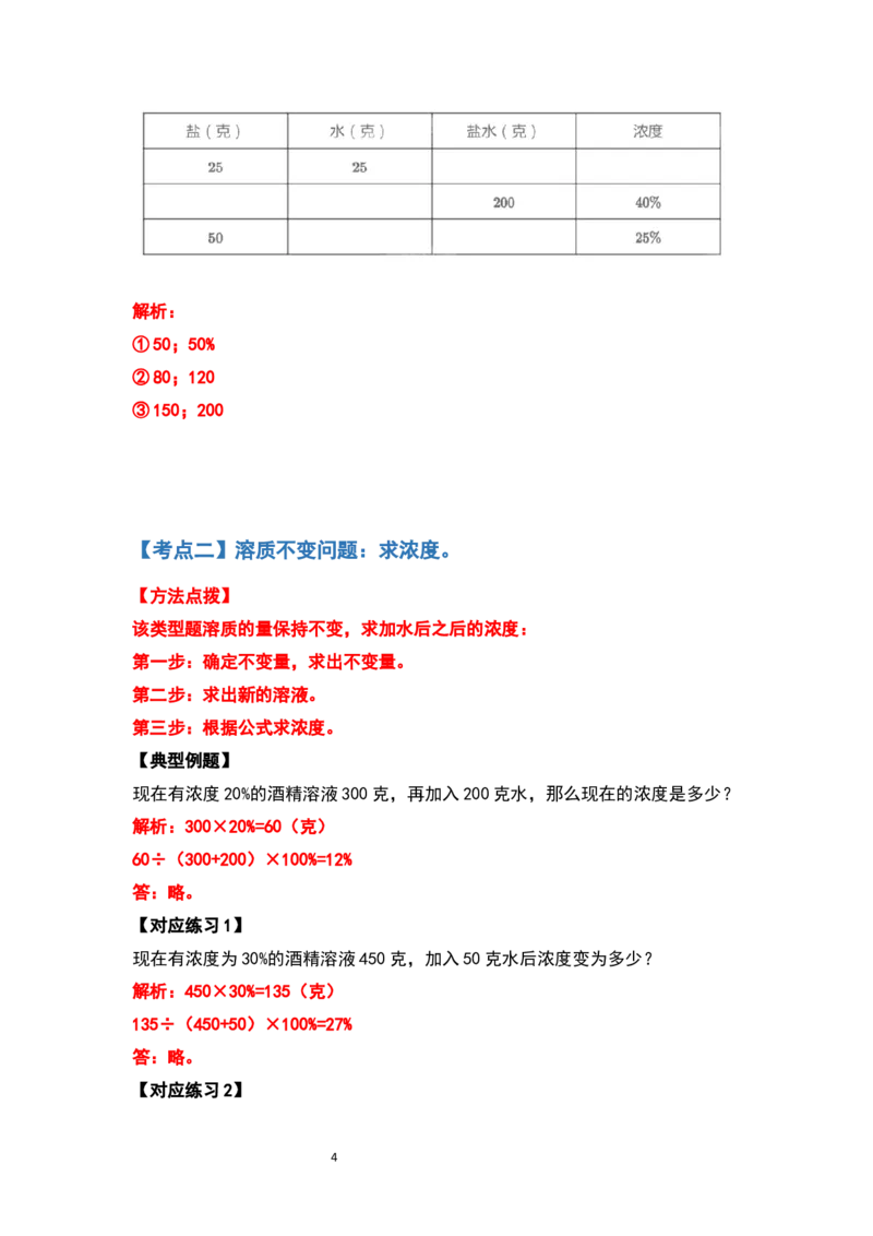 《六年级数学上册典型例题系列之第六单元百分数的应用题其四：浓度问题（解析版）_小学1-6年级全科全套_1-6年级全科上册_六年级_数学_六年级数学上人教版》第4页预览