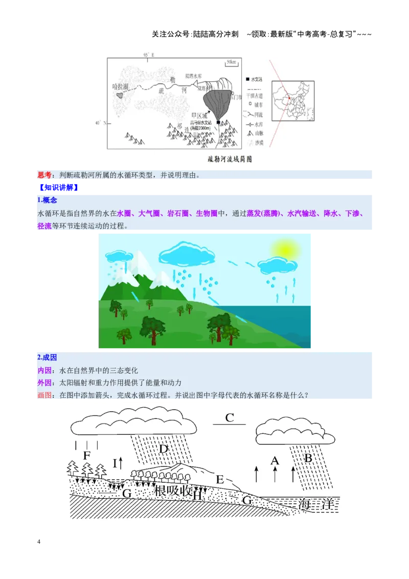 《第10讲水循环和水量平衡（复习讲义）（全国通用）（学生版）_07-地理-高考总复习_一轮复习_2026年-地理高考一轮复习_2026年高考地理一轮复习讲义+练习+课件（新教材新高考）-G55_2026版》第4页预览