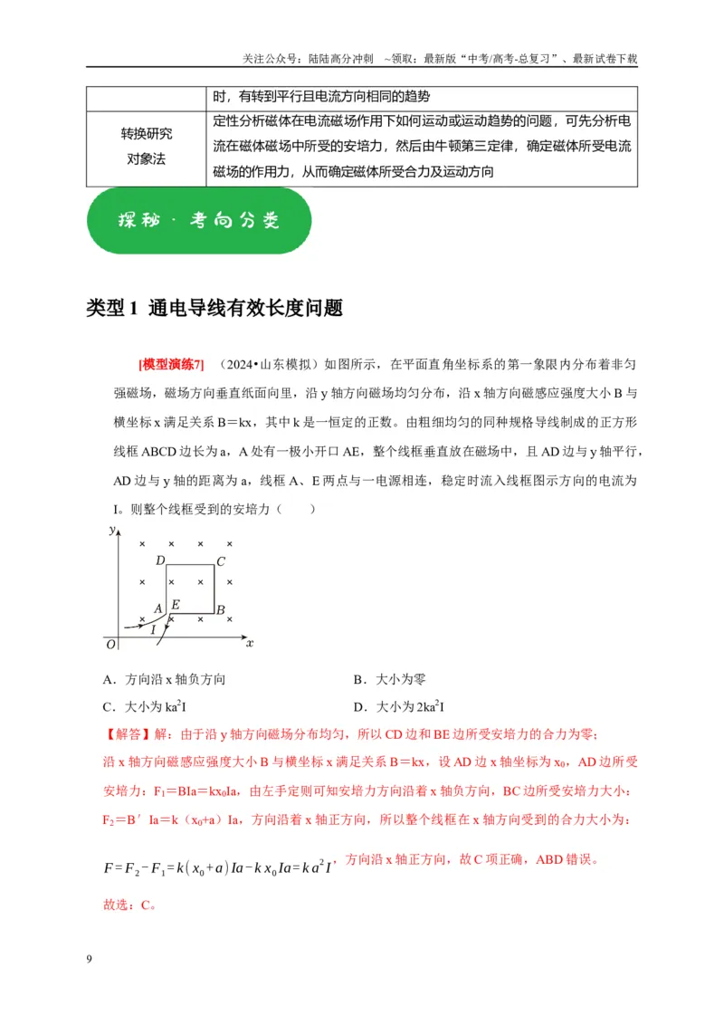 《专题19磁场的描述安培力（教师版）_04-物理-高考总复习_专项复习_2025年_2025年高考物理热点知识讲练与题型归纳（全国通用）_资料》第9页预览