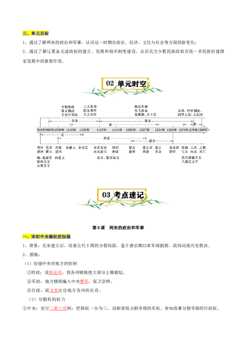 《（知识清单）第三单元辽宋夏金元多民族政权的并立与元朝的统一-（中外历史纲要上）_新版高中_高中历史新版_高中历史纲要上（统编版）_单元复习专项-P43_2025版》第2页预览