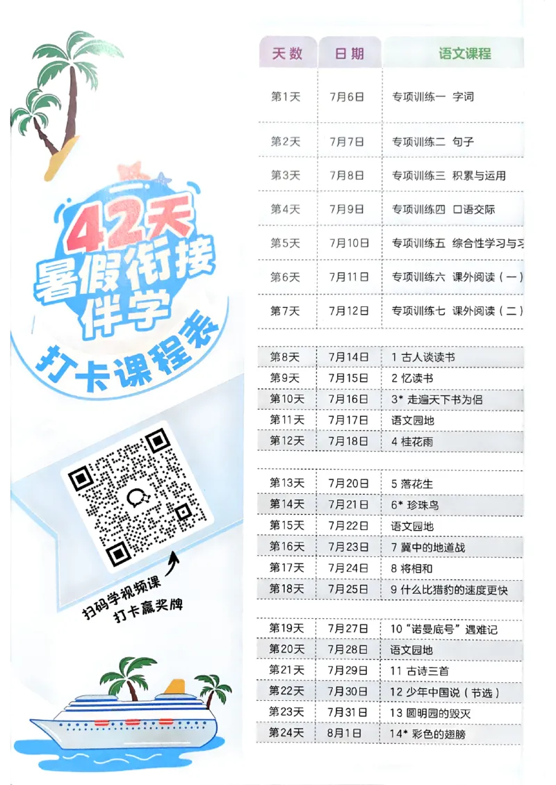 《英语阳光同学26秋暑假衔接预习五年级（4升5）_小初高学习资料合集（每天更新）_2026年《阳光同学暑假衔接+预习笔记》语数英全科_英语人教版《阳光同学暑假衔接》26秋》第2页预览