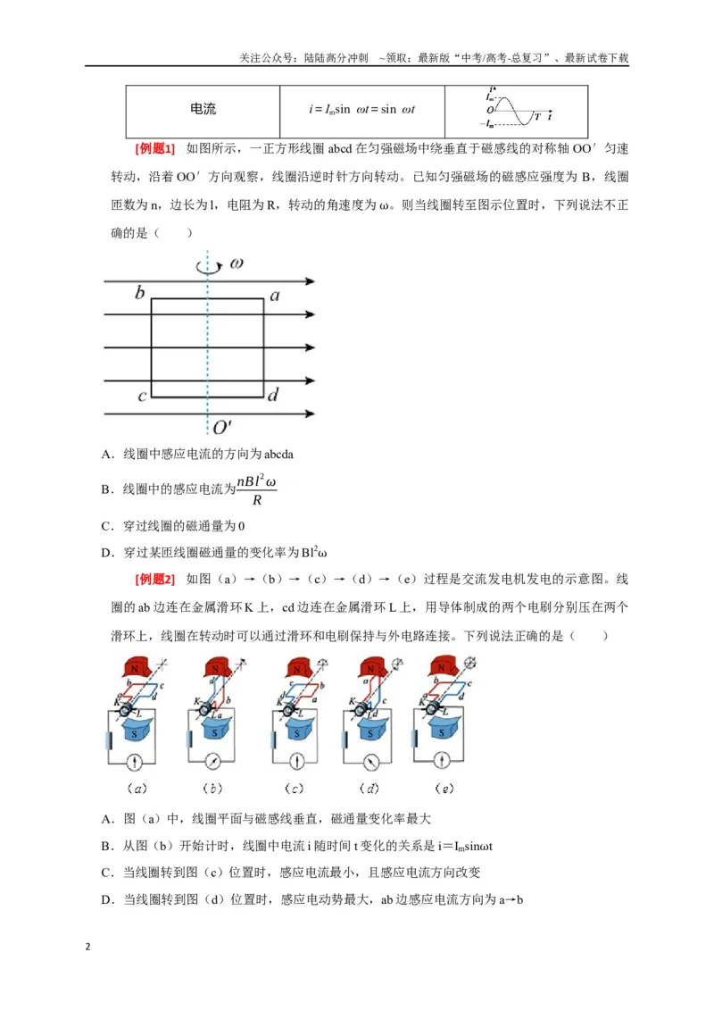 《专题26交流电的产生及描述（原卷版）_04-物理-高考总复习_专项复习_2024年_2024高考物理三轮冲刺复习热点知识讲练题型归纳练_资料》第2页预览