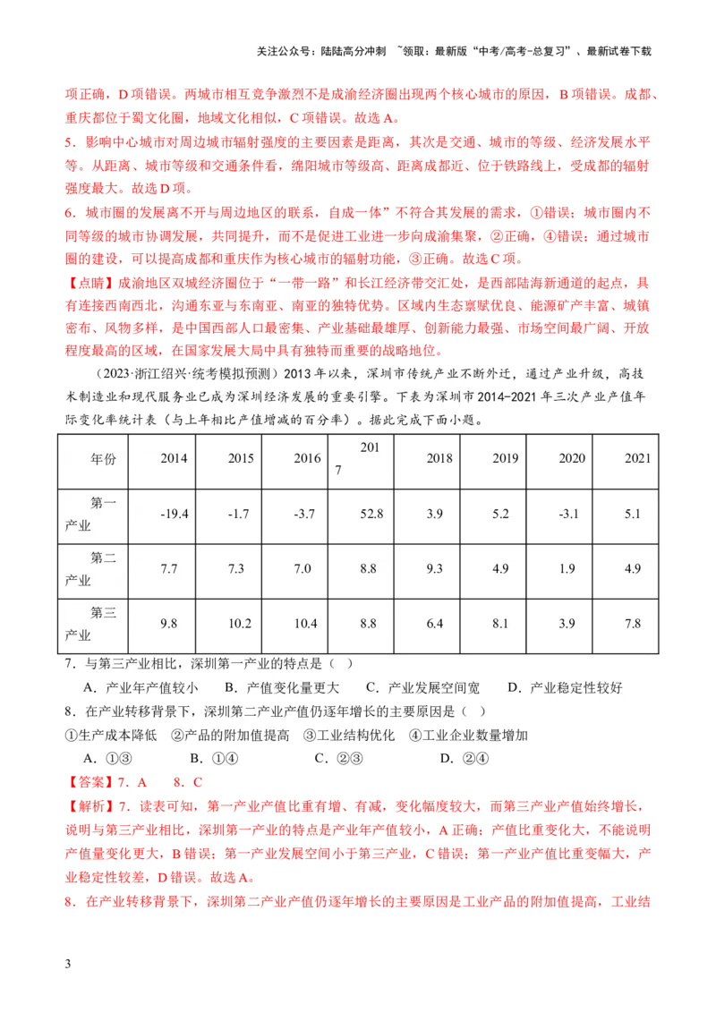 《第34讲城市、产业与区域发展（解析版）_07-地理-高考总复习_一轮复习_2024年_2024年高考地理一轮复习讲练测（课件+讲义+练习）（新高考）_讲义+练习》第3页预览