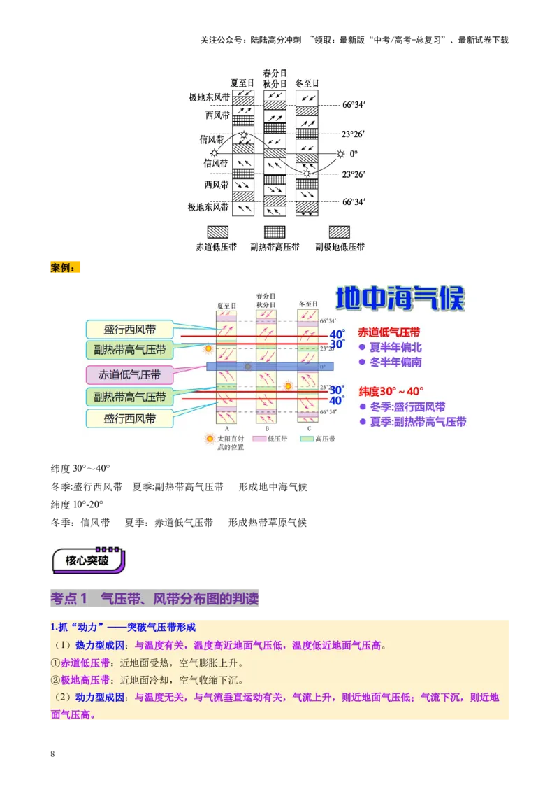《第09讲气压带、风带与气候（大气环流与气候）（讲义）（教师版）_07-地理-高考总复习_一轮复习_2025年_2025年高考地理一轮复习讲义+练习+课件（新教材新高考）》第8页预览