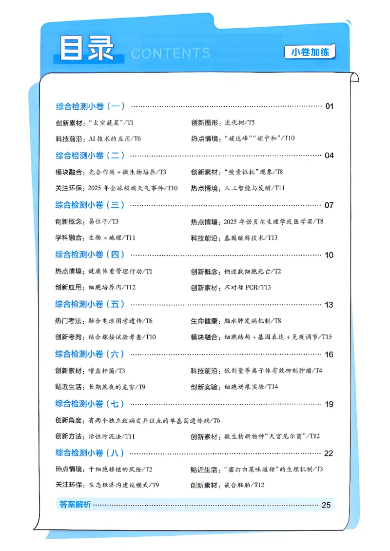 《生物单选_小卷加练_小初高学习资料合集（每天更新）_2027版《天星高考小题狂练》_6-生物小题狂练27版（单选版）》第2页预览
