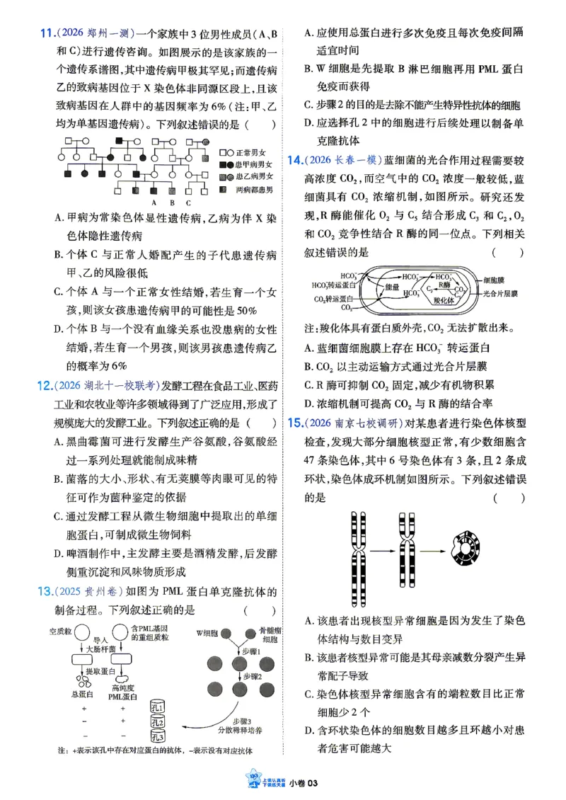 《生物单选_小卷加练_小初高学习资料合集（每天更新）_2027版《天星高考小题狂练》_6-生物小题狂练27版（单选版）》第6页预览