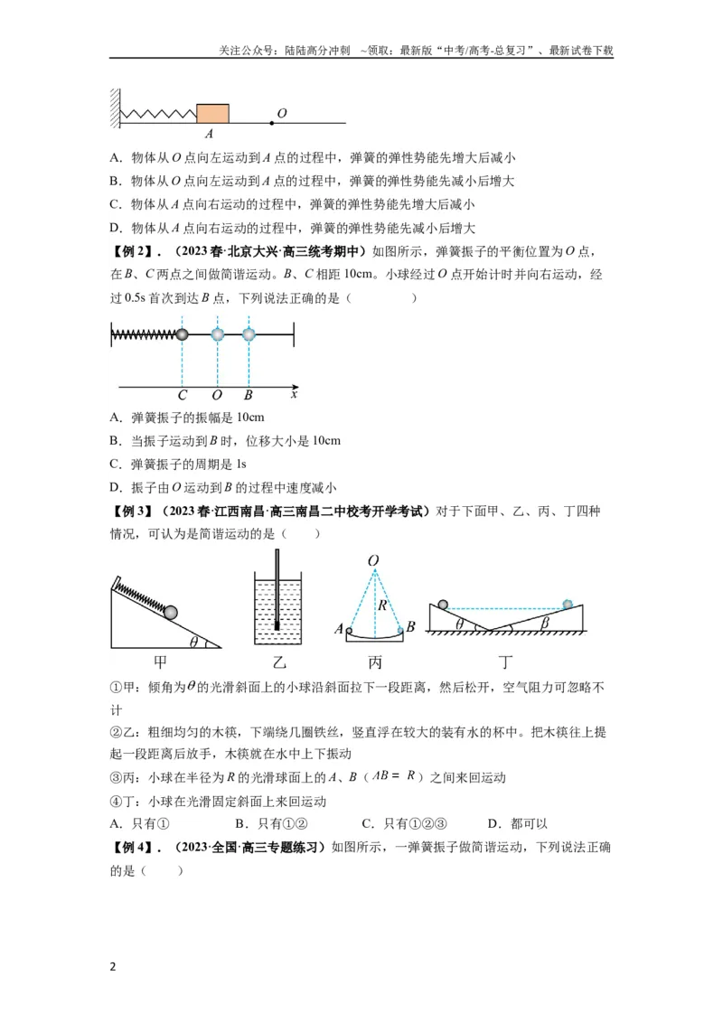 《专题18机械振动（原卷版）_04-物理-高考总复习_一轮复习_2024年_2024年高考物理一轮复习热点题型归类训练重点提升_2023版》第2页预览