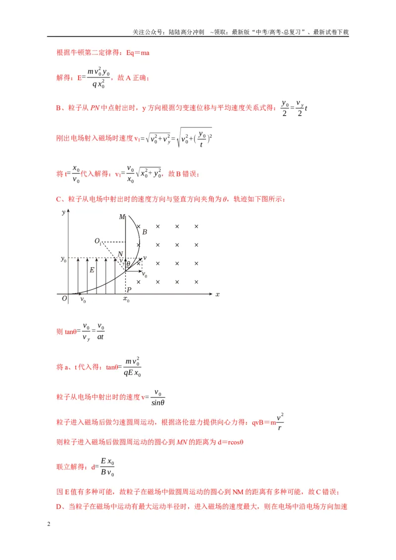 《专题21带电粒子在组合场中运动模型（教师版）_04-物理-高考总复习_专项复习_2025年_2025年高中高考物理模型与方法_资料_1高三物理常见模型与方法强化练》第2页预览