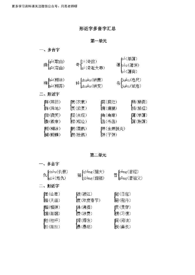 《六年级语文上册形近字多音字汇总_小学1-6年级全科全套_1-6年级全科上册_六年级_语文_语文六上预习》第1页预览