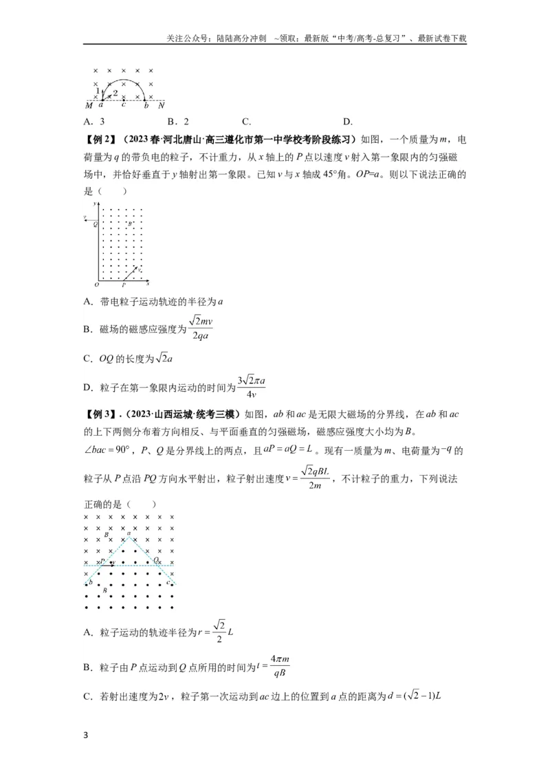 《专题25带电粒子在有界匀强磁场中的运动（原卷版）_04-物理-高考总复习_一轮复习_2024年_2024年高考物理一轮复习热点题型归类训练重点提升_2024版》第3页预览