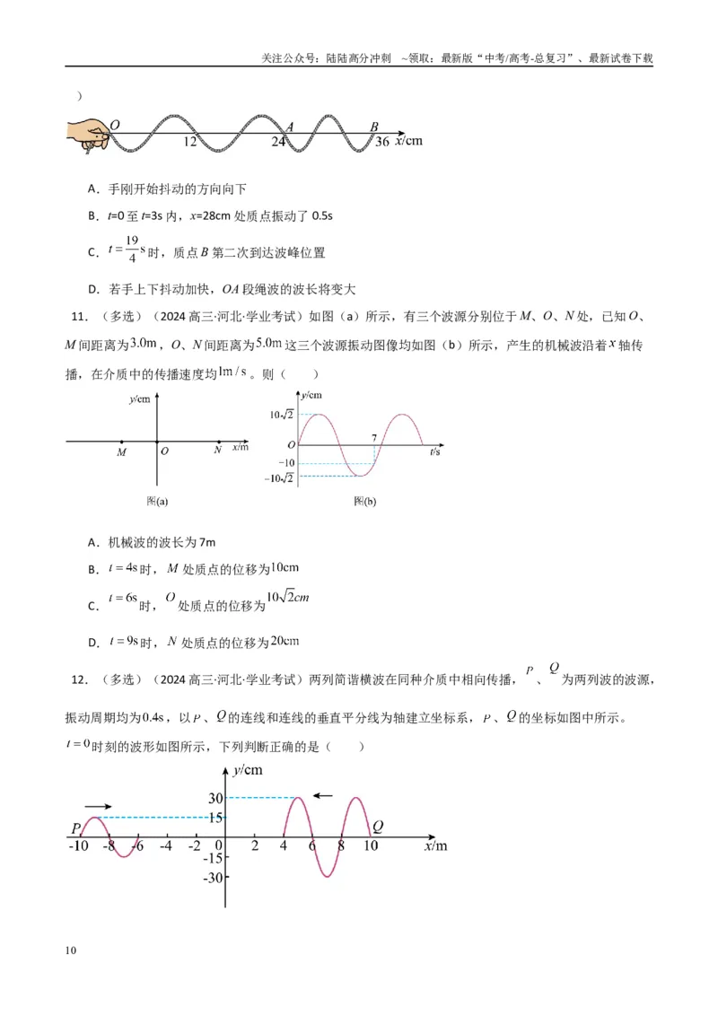 《专题19机械振动与机械波（学生版）_04-物理-高考总复习_专项复习_2025年_2025年高中学业水平合格考物理真题分类汇编（全国通用）》第10页预览