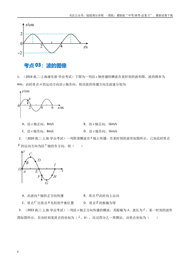 《专题19机械振动与机械波（学生版）_04-物理-高考总复习_专项复习_2025年_2025年高中学业水平合格考物理真题分类汇编（全国通用）》第6页预览