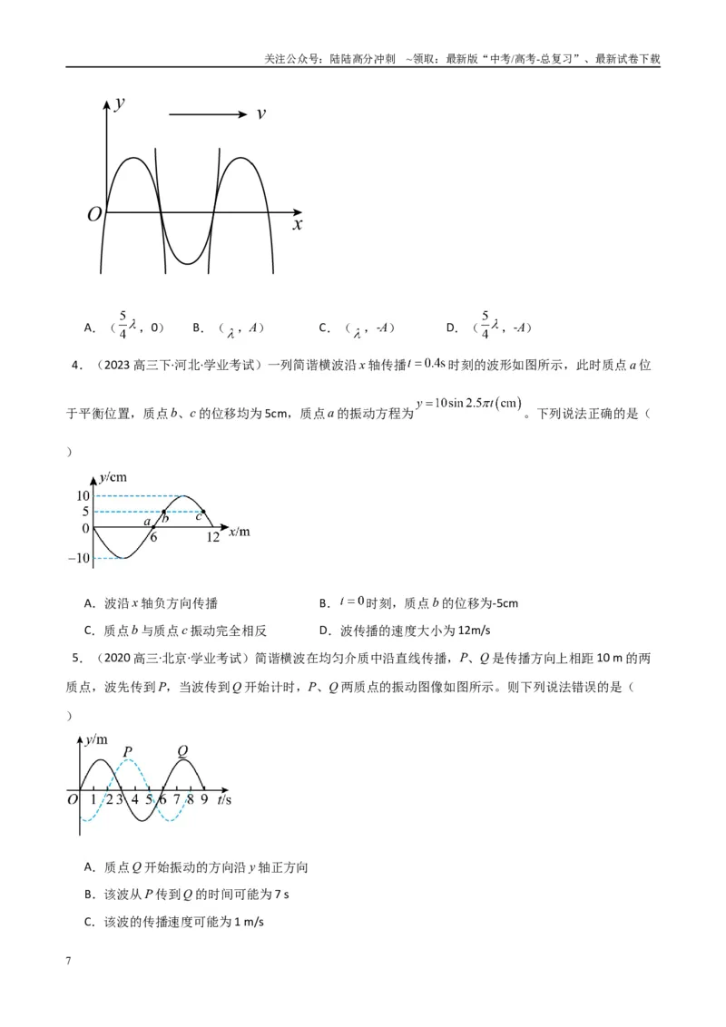 《专题19机械振动与机械波（学生版）_04-物理-高考总复习_专项复习_2025年_2025年高中学业水平合格考物理真题分类汇编（全国通用）》第7页预览