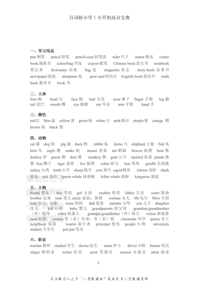 《百词斩《小升初提分宝典》·词汇分类集中复习_小初高学习资料合集（每天更新）_小学英语学习资料大合集_百词斩《小升初提分宝典》》第2页预览