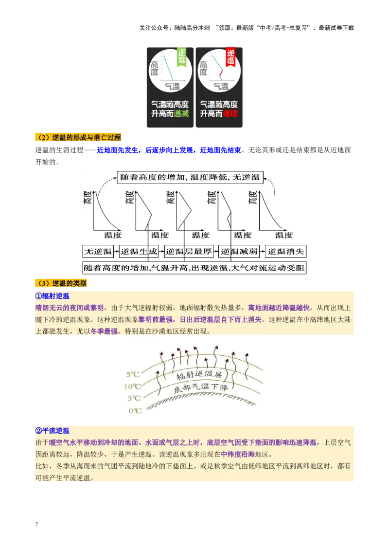 《第06讲大气的组成、垂直结构及受热过程（讲义）（教师版）_07-地理-高考总复习_一轮复习_2025年_2025年高考地理一轮复习讲义+练习+课件（新教材新高考）》第7页预览