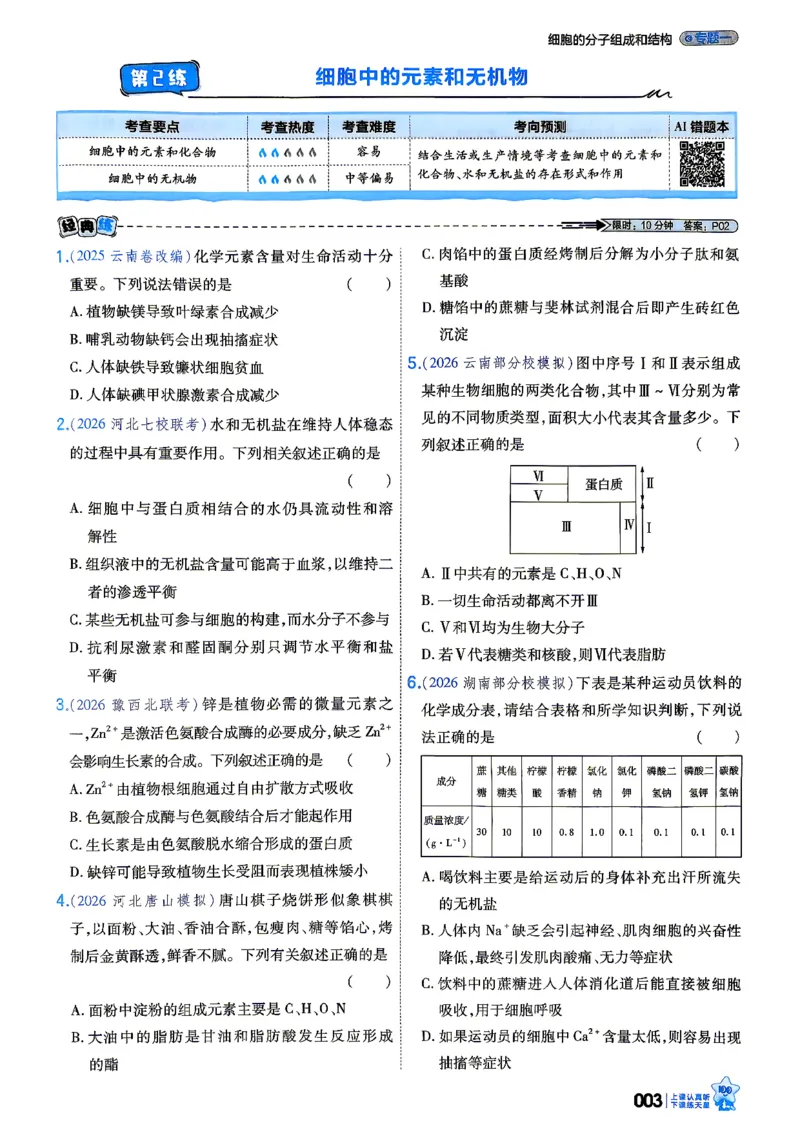 《生物单选版_小题狂练主书_小初高学习资料合集（每天更新）_2027版《天星高考小题狂练》_6-生物小题狂练27版（单选版）》第7页预览