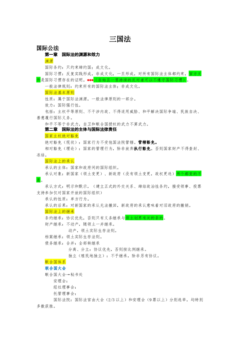 《26三国法_2026法考客观_其他_26法考手写笔记（全科）》第1页预览