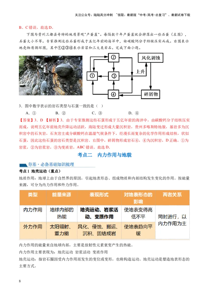 《第13讲营造地表形态的力量及其地貌（讲义）（解析版）_07-地理-高考总复习_一轮复习_2024年_2024年高考地理一轮复习讲练测（课件+讲义+练习）（新高考）_讲义+练习》第8页预览