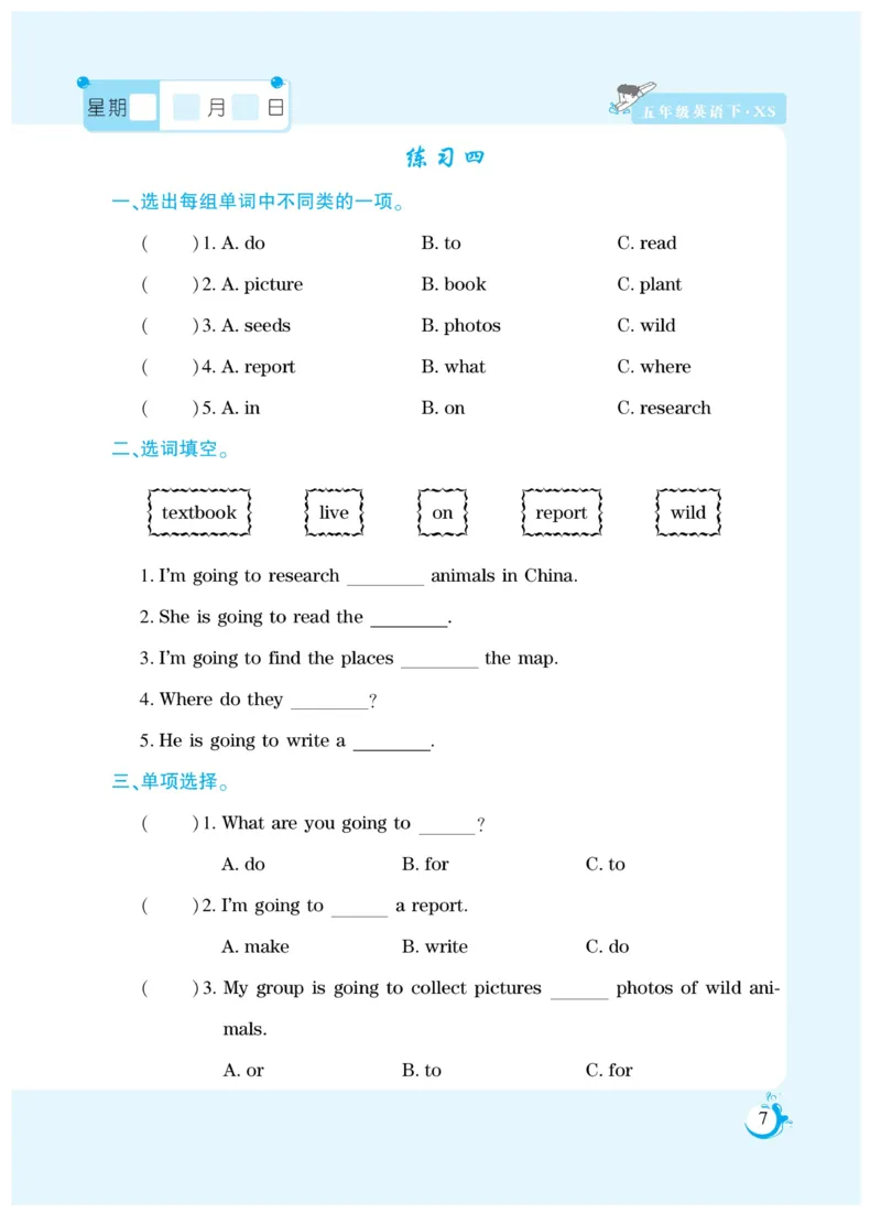 《暑假版假期天天练湘少5年级英_小学1-6年级全科全套_1-6年级全科上册_六年级_英语_英语六上预习》第8页预览