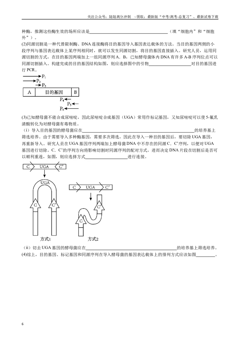 《专题25基因工程（原卷版）_06-生物-高考总复习_专项复习_2024年_2024年新高考生物复习热点考点真题模拟题必刷题练_资料》第6页预览