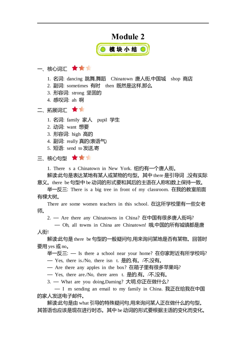 《六(上)外研Module2知识清单_小学1-6年级全科全套_1-6年级全科上册_六年级_英语_英语外研三起_外研三起英语六上知识总结》第1页预览