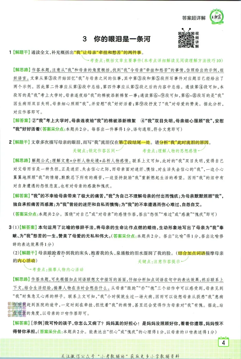 《王朝霞小学语文阅读训练100篇六年级答案_小初高学习资料合集（每天更新）_王朝霞大合集_王朝霞小学语文阅读训练100篇超详解》第6页预览