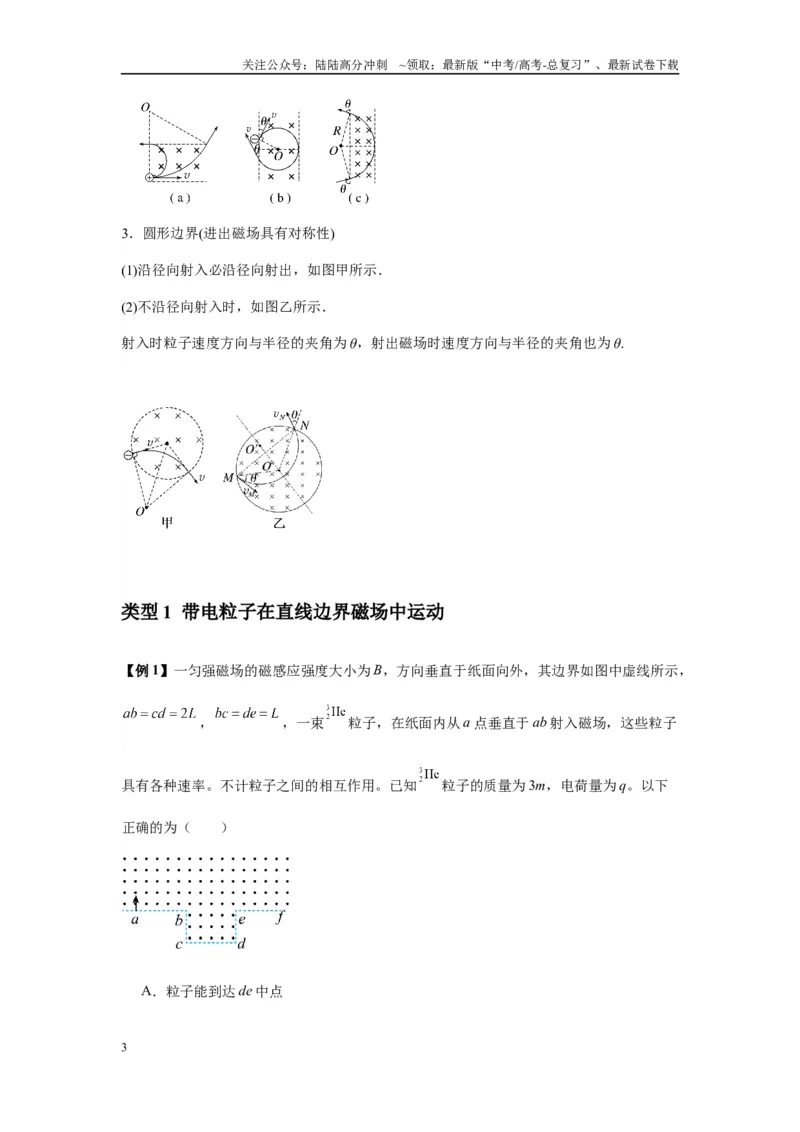 《专题25带电粒子在有界匀强磁场中的运动（学生版）_04-物理-高考总复习_专项复习_2025年_2025年高中高考物理模型与方法_资料_7高考热点题型归类（一轮）》第3页预览