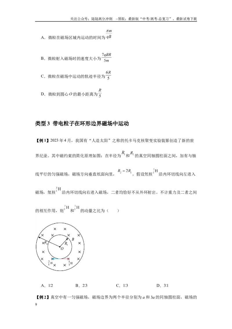 《专题25带电粒子在有界匀强磁场中的运动（学生版）_04-物理-高考总复习_专项复习_2025年_2025年高中高考物理模型与方法_资料_7高考热点题型归类（一轮）》第9页预览