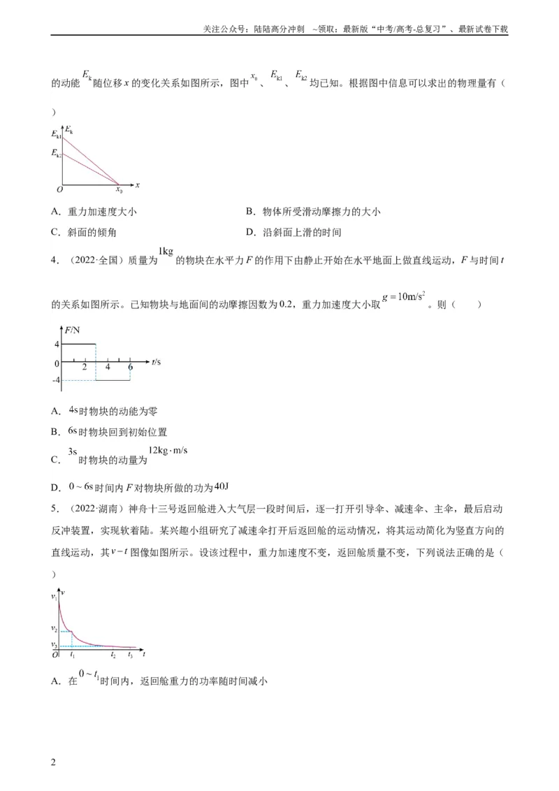 《专题25功能关系的图像（学生版）（全国通用）_04-物理-高考总复习_专项复习_2024年_十年（2014-2023）高考物理真题分项汇编（全国通用）》第2页预览