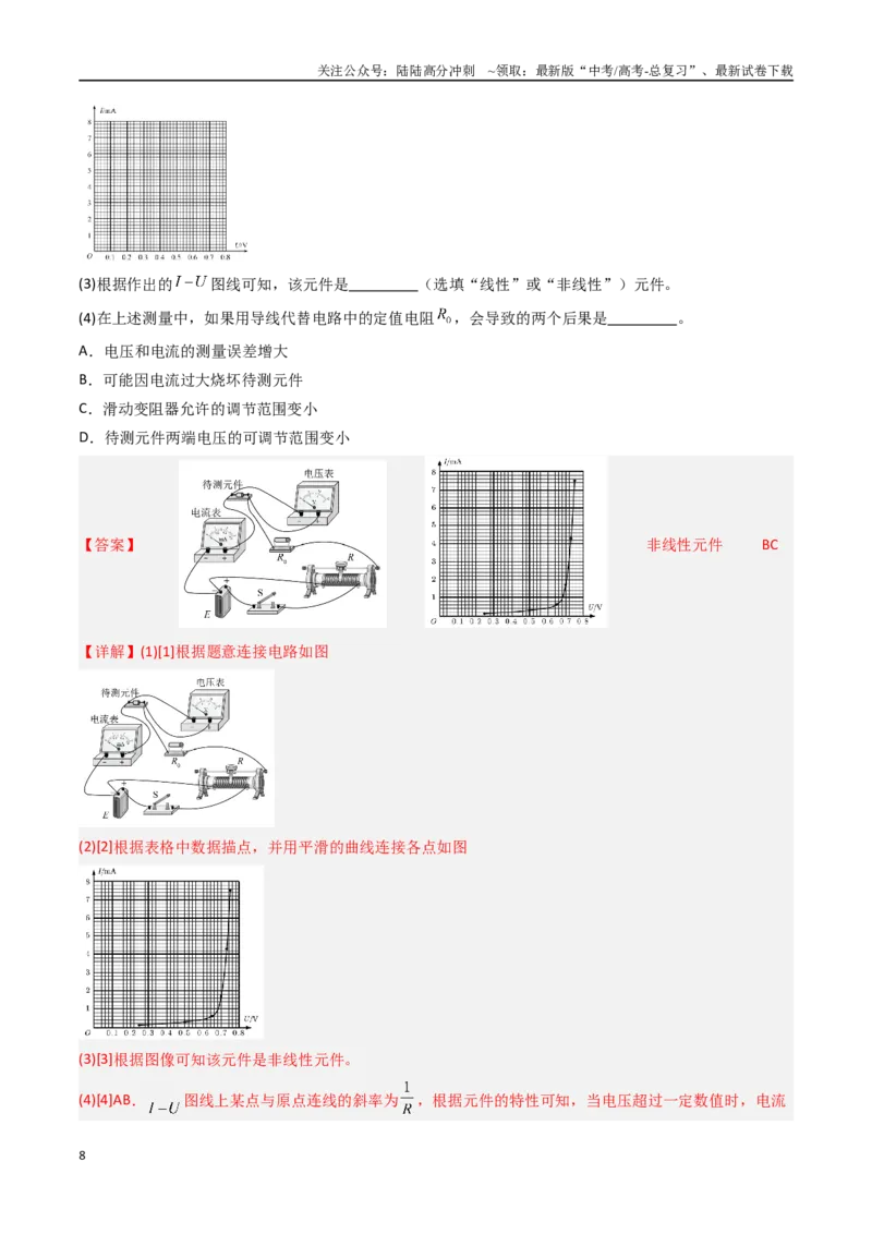 《专题26电学实验（一）-（全国通用）（解析版）_04-物理-高考总复习_专项复习_2025年_十年（2015-2024）高考物理真题分类汇编（全国通用）》第8页预览