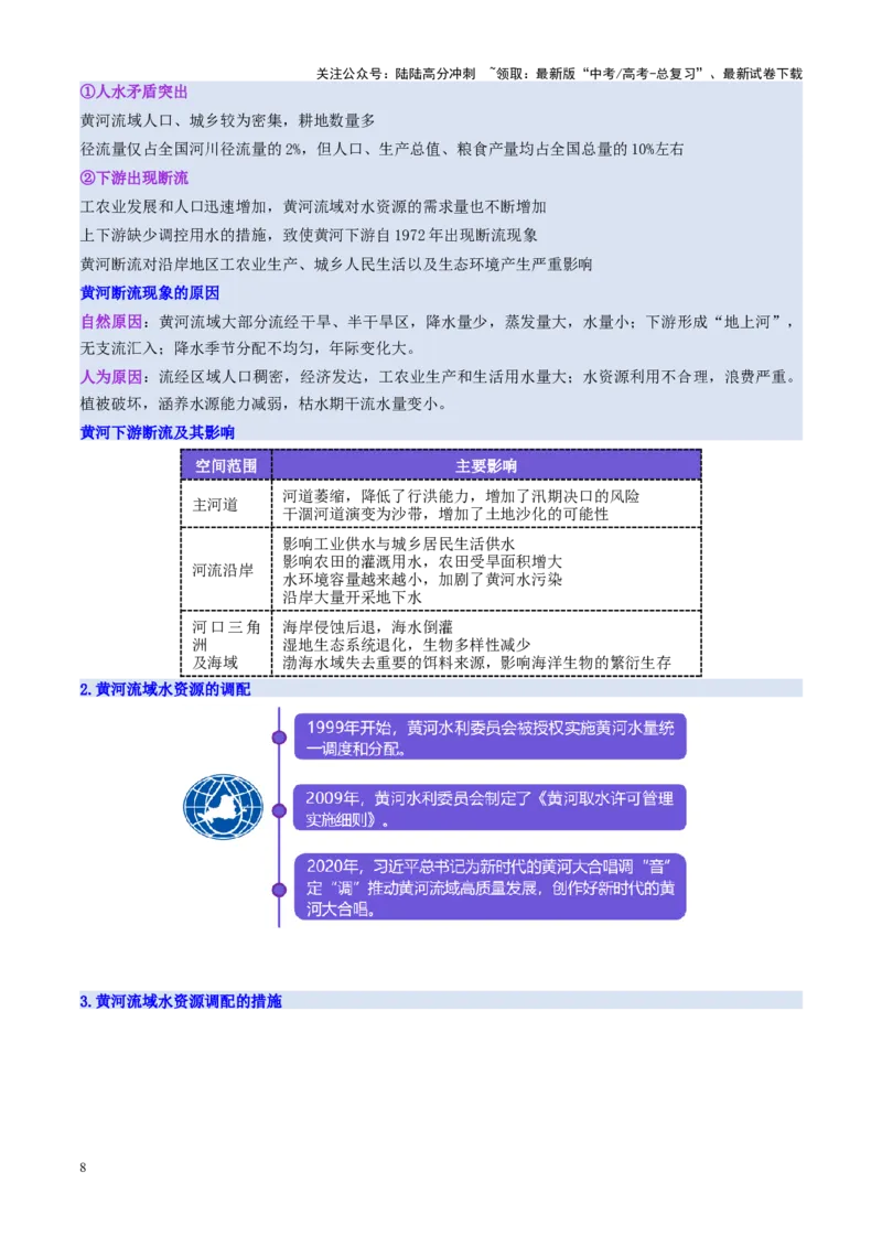 《第36讲流域内协调发展与资源的跨区域调配（讲义）（教师版）_07-地理-高考总复习_一轮复习_2025年_2025年高考地理一轮复习讲义+练习+课件（新教材新高考）》第8页预览