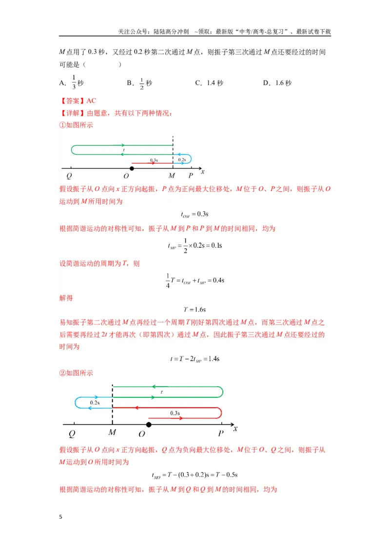 《专题18机械振动（教师版）_04-物理-高考总复习_一轮复习_2025年_2025年高考物理一轮复习热点题型归类》第5页预览