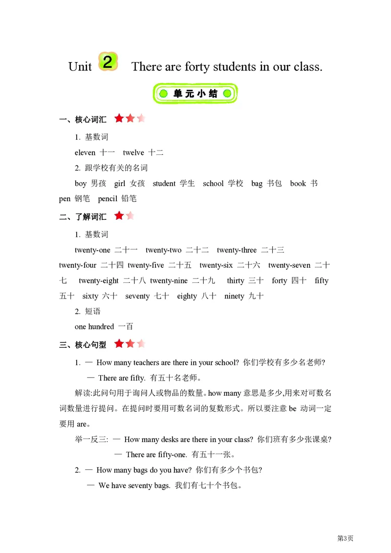 《人教精通版英语四年级单元要点汇总_小学1-6年级全科全套_1-6年级全科下册_四年级_四年级下英语_英语四下人教精通版》第3页预览