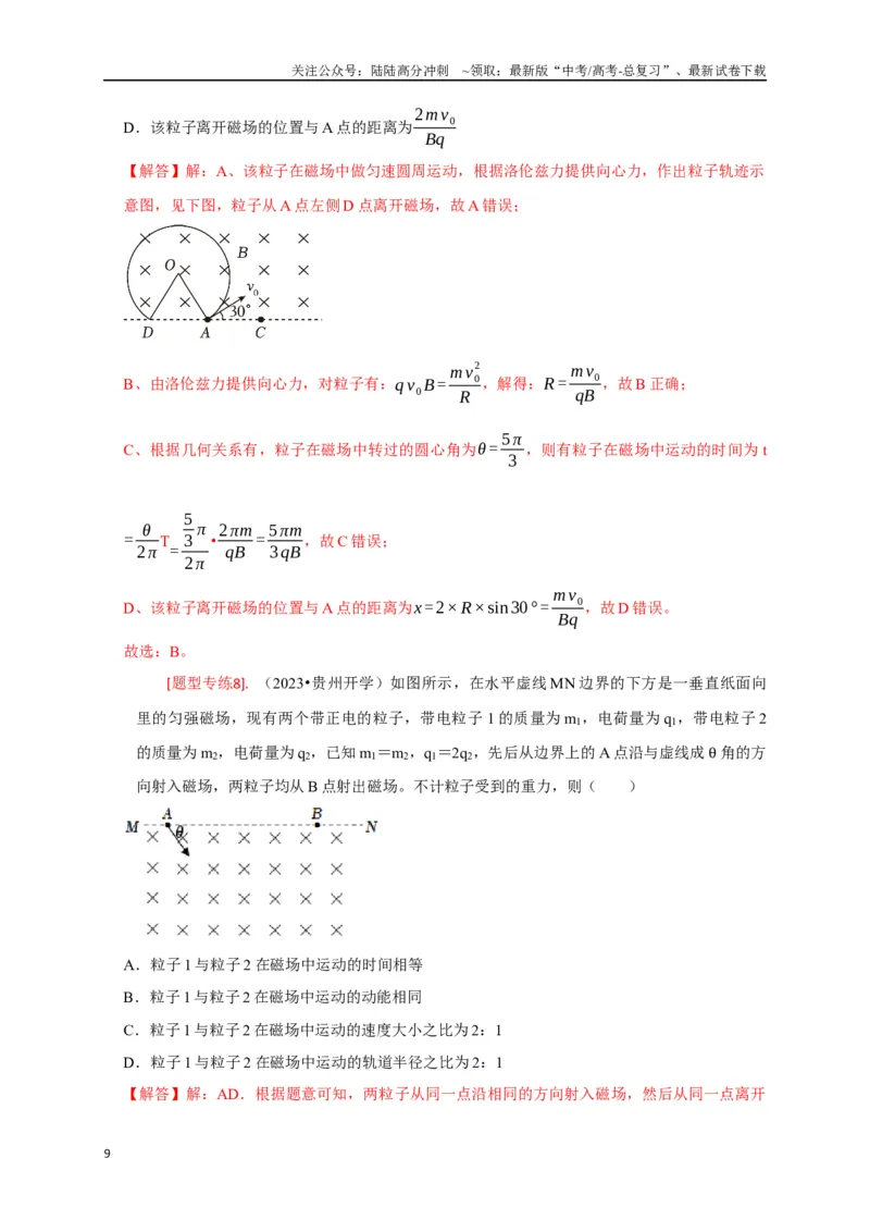 《专题20磁场对运动电荷的作用（解析版）_04-物理-高考总复习_专项复习_2024年_2024高考物理热点知识清单题型讲练高考复习全国通用_资料》第9页预览