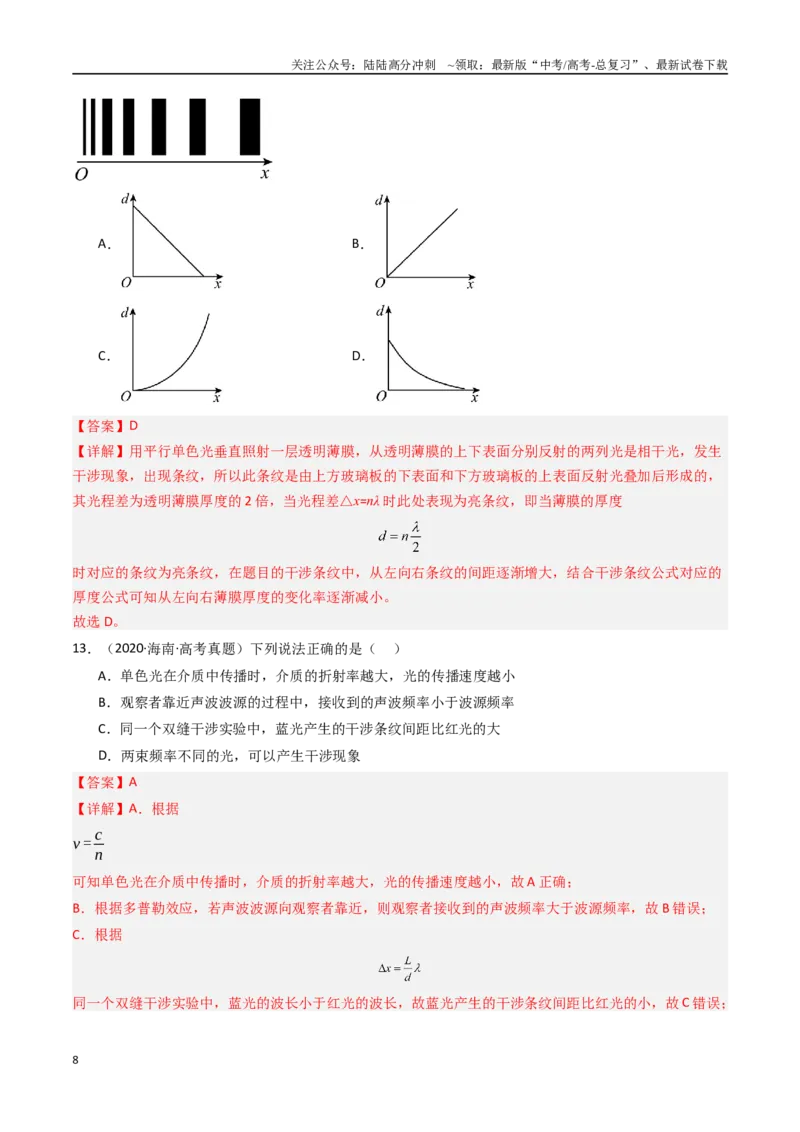《专题19光的干涉衍射和偏振-（全国通用）（解析版）_04-物理-高考总复习_专项复习_2025年_十年（2015-2024）高考物理真题分类汇编（全国通用）》第8页预览