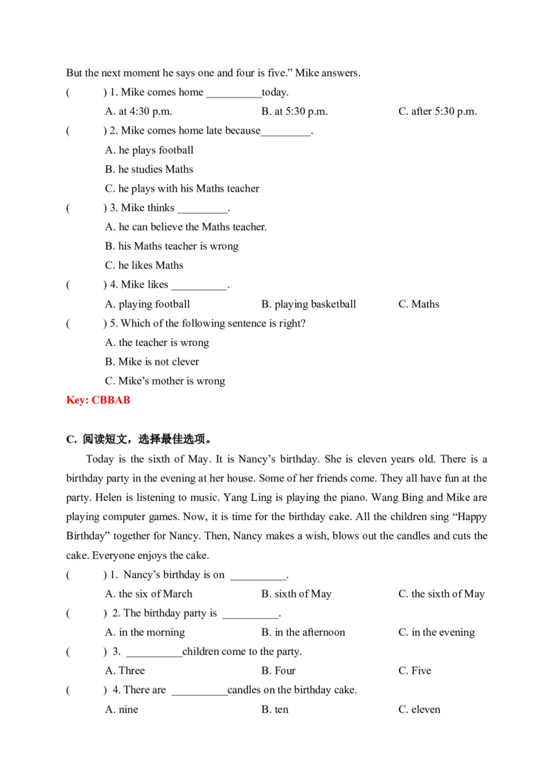 《期末易错题分类汇编阅读理解（综合篇）译林版（三起）五年级下册（答案版）_小学1-6年级全科全套_1-6年级全科下册_五年级_五年级下英语_英语五下译林版》第2页预览
