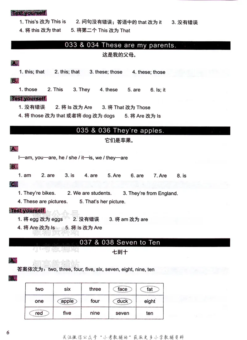 《文霸小学英语语法128篇二年级答案_小初高学习资料合集（每天更新）_《文霸·小学英语语法128篇》》第7页预览
