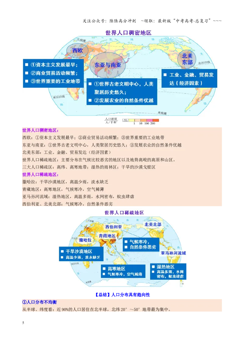 《第20讲人口与地理环境（复习讲义）（全国通用）（教师版）_07-地理-高考总复习_一轮复习_2026年-地理高考一轮复习_2026年高考地理一轮复习讲义+练习+课件（新教材新高考）-G55_2026版》第5页预览