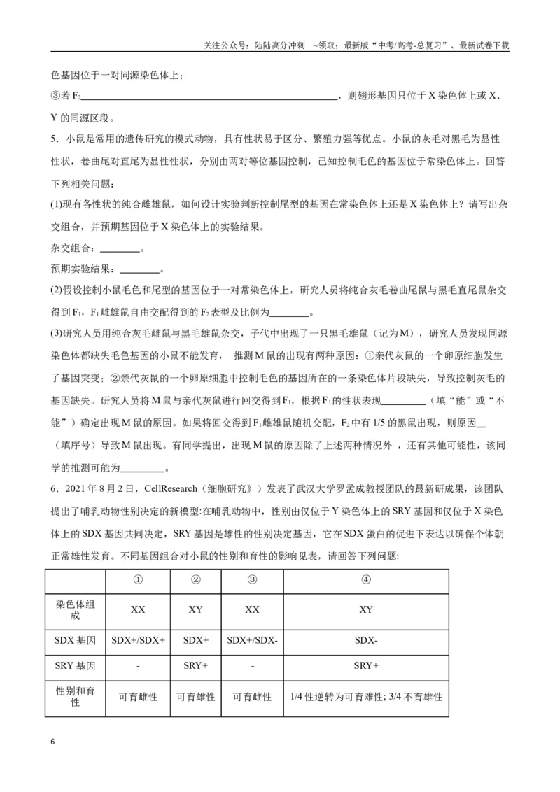 《专题19遗传综合实验分析（原卷版)_06-生物-高考总复习_一轮复习_2024年_2024年高考生物一轮复习重难点专项突破_资料》第6页预览