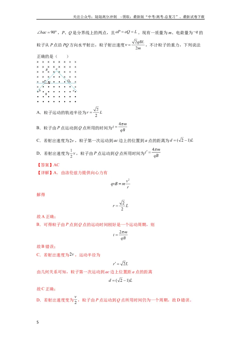 《专题25带电粒子在有界匀强磁场中的运动（解析版）_04-物理-高考总复习_一轮复习_2024年_2024年高考物理一轮复习热点题型归类训练重点提升_2023版》第5页预览