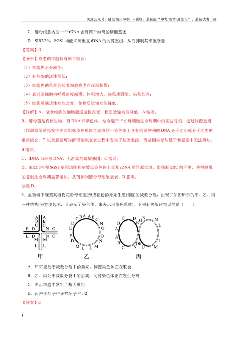 《专题23生物的变异（解析版)_06-生物-高考总复习_一轮复习_2024年_2024年高考生物一轮复习重难点专项突破_资料》第8页预览